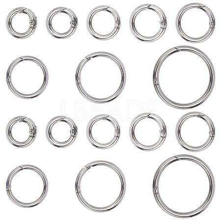 16Pcs 8 Styles Alloy Spring Gate Rings FIND-PH0007-80P-1