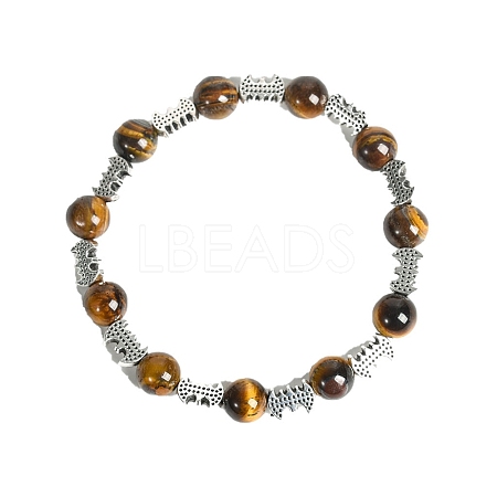 Christmas Theme Natural Tiger Eye Stretch Bracelets PW-WGC1682-06-1