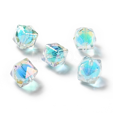Two Tone UV Plating Rainbow Iridescent Acrylic Beads TACR-D010-02A-1