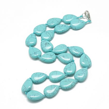 Synthetic Turquoise Beaded Necklaces NJEW-S396-09-1