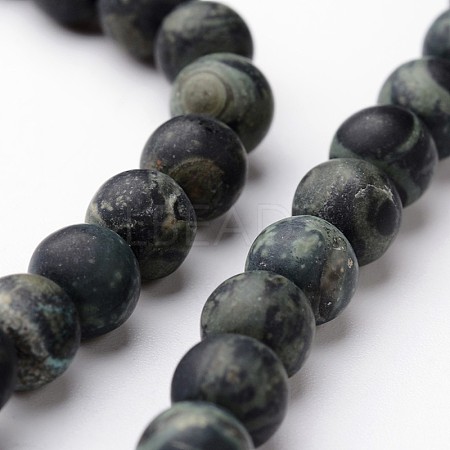 Frosted Round Natural Kambaba Jasper Bead Strands G-J346-30-6mm-1