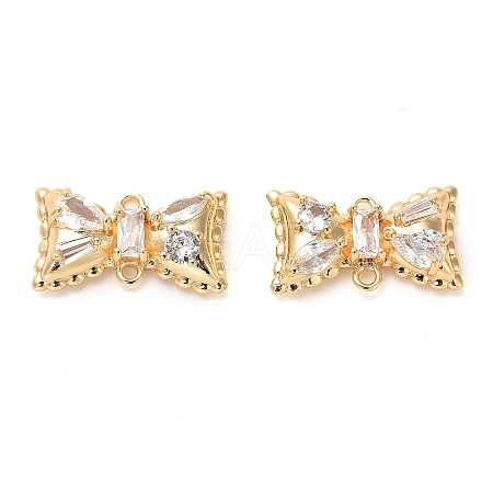 Brass Pave Clear Cubic Zirconia Connector Charms KK-F870-07G-1