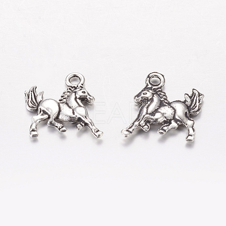 Tibetan Style Antique Silver Alloy Horse Pendants X-TIBEP-E131-AS-1