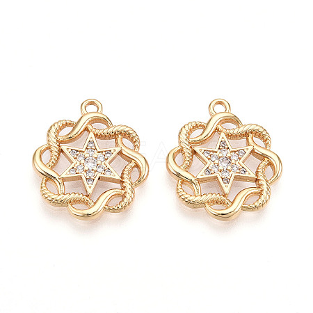 Brass Micro Pave Cubic Zirconia Pendants KK-N262-108B-G-1