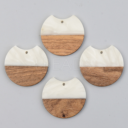 Opaque Resin & Walnut Wood Pendants X-RESI-S389-001A-C04-1
