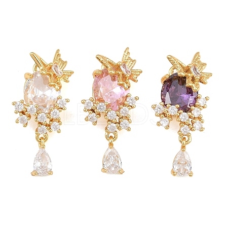 Brass Micro Pave Cubic Zirconia Pendants CU-CBA7392-07G-1