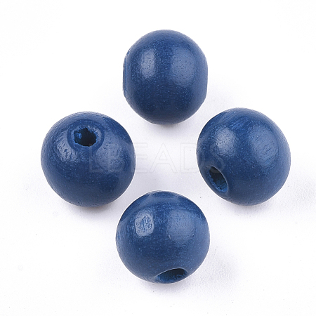 Painted Natural Wood Beads WOOD-S049-05B-1