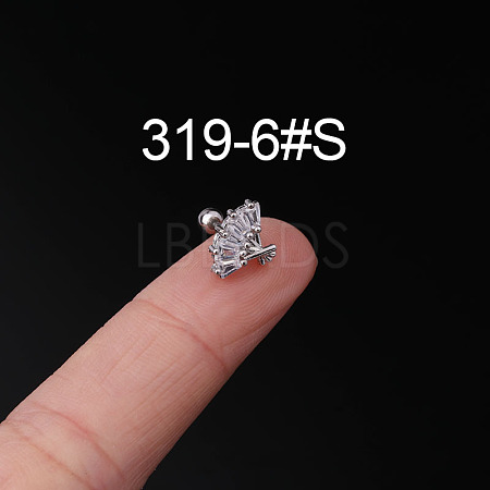 316L Surgical Stainless Steel Clear Cubic Zirconia Cartilage Earrings WG107EC-06-1