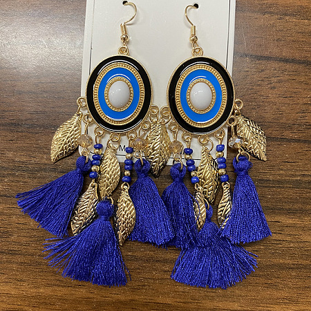 Alloy Oval Chandelier Earrings FS-WGD7741-07-1