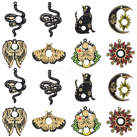16Pcs 8 Styles Opaque Printed Acrylic Pendants OACR-SC0002-26-1