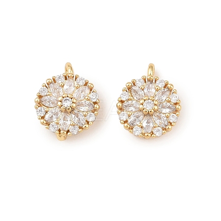 Brass Micro Pave Clear Cubic Zirconia Charms KK-G544-07G-04-1