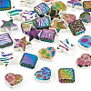 30Pcs 3 Styles Rainbow Iridescent Printed Opaque Acrylic Beads OACR-TA0004-52B-2