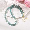 Rough Natural Blue Apatite Nuggets Beaded Necklaces NJEW-JN06376-1