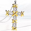 Cross Brass Clear Cubic Zirconia Pendants Necklaces SJEW-BB62539-B-1
