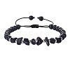 Natural Grey Moonstone Round Beads & Chips Braided Bead Bracelets for Women Men MK7724-4-1