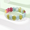 Dyed Natural White Jade Beaded Stretch Bracelets for Unisex G-K303-01K-04-2