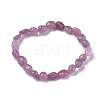 Natural Rose Quartz Bead Stretch Bracelets X-BJEW-K213-30-2