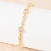 Brass Pave Cubic Zirconia Heart Link Chain Bracelets for Women KK-CBA68DA-10G-02-2
