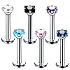 Square 304 Stainless Steel Cubic Zirconia 15 Gauge Internally Threaded Labrets for Women Men FS-WG03966-01-1
