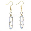 Opalite Hexagon Handmade Copper Wire Wrapped Earrings Natural Stone Column Earrings ND6138-8-1