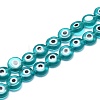 Handmade Evil Eye Lampwork Flat Round Bead Strands LAMP-L058-10mm-11-1