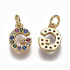 Brass Micro Pave Cubic Zirconia Charms ZIRC-L070-38G-G-2
