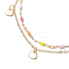 3Pcs 304 Stainless Steel Enamel Link Chains Anklets AJEW-AN00589-4