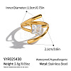 Irregular 304 Stainless Steel Pave Clear Cubic Zirconia Cuff Open Rings for Women MO3705-8-1