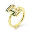 Mixed Color Enamel Initial Letter Adjustable Ring with Clear Cubic Zirconia RJEW-P045-01G-I-4