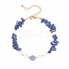4Pcs 4 Style Natural Mixed Gemstone Chip Beaded Bracelets Set with Natural Pearl for Women BJEW-TA00072-4