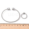 Heart Brass Micro Pave Cubic Zirconia Cuff Bangles & Rings Sets for Women SJEW-R002-05P-03-5
