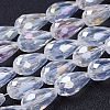 Electroplate Glass Beads Strands EGLA-D015-15x10mm-01-3
