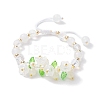 Flower Glass & Acrylic Braided Bead Adjustable Bracelets for Women BJEW-JB10445-1