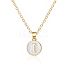 Alloy White Enamel Flat Round with Letter Pendant Necklaces FS-WG63565-09-1