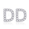 Brass Cubic Zirconia Stud Earrings EJEW-BB35118-D-1