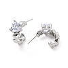 Rack Plating Brass Micro Pave Cubic Zirconia Stud Earrings EJEW-F297-01P-1