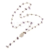 Natural Amethyst Chip Handmade Link Chain Necklaces NJEW-JN05811-01-4