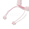8mm Round Dyed Natural Rose Quartz Braided Bead Bracelets BJEW-C067-01B-20-4