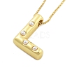 Brass & Plastic Pearl Letter Pendant Box Chain Necklaces for Women NJEW-U017-01G-12-2