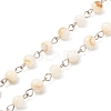 Handmade Chains. Natural Freshwater Shell Round Bead Chain AJEW-JB01084-02-1