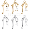 12Pcs 2 Colors Brass Micro Pave Clear Cubic Zirconia Pendants KK-BBC0015-64-1