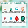 64Pcs 32 Styles Octagon/Teardrop/Horse Eye Sew on Rhinestone RGLA-DC0001-02-2