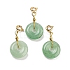 Natural Green Aventurine Donut Pendant Decorations G-P537-04G-05-1