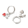 Heart Brass ABS Imitation Pearl Hoop Earrings EJEW-M077-18P-2