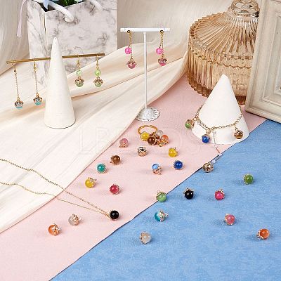 10Pcs Gemstone Charm Pendant Crystal Quartz Healing Natural Stone Pendants Buckle for Jewelry Necklace Earring Making Cra JX599E-1