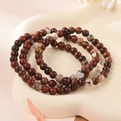 Natural Red Jasper Bead Stretch Bracelets BJEW-K212-A-012-1