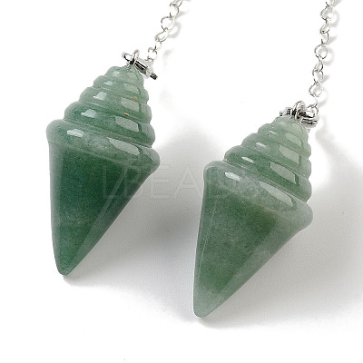 Natural Green Aventurine Pointed Dowsing Pendulums G-K338-13P-02-1