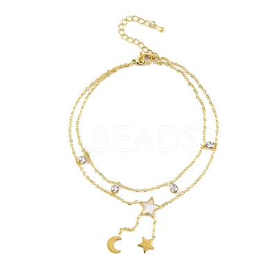 Ion Plating(IP) 304 Stainless Steel Chains Anklet AJEW-H148-10D-G-1