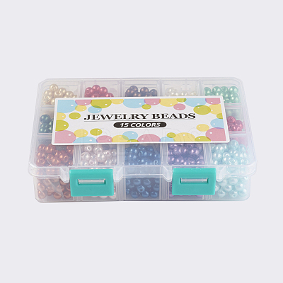 15 Color Glass Pearl Beads HY-X0008-6mm-1