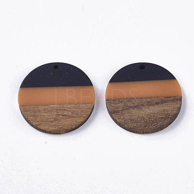 Tri-color Resin & Walnut Wood Pendants X-RESI-S358-78J-1
